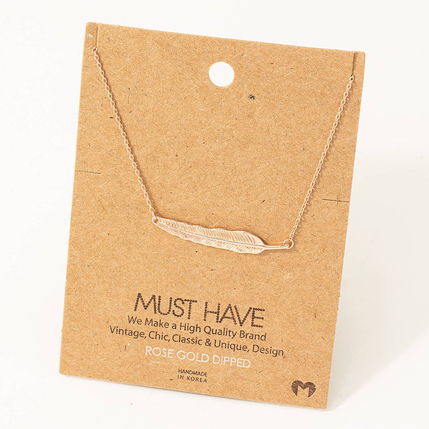 Leaf Feather Pendant Necklace