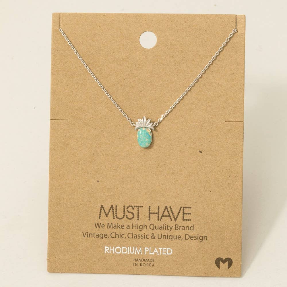Opal Pineapple Pendant Necklace