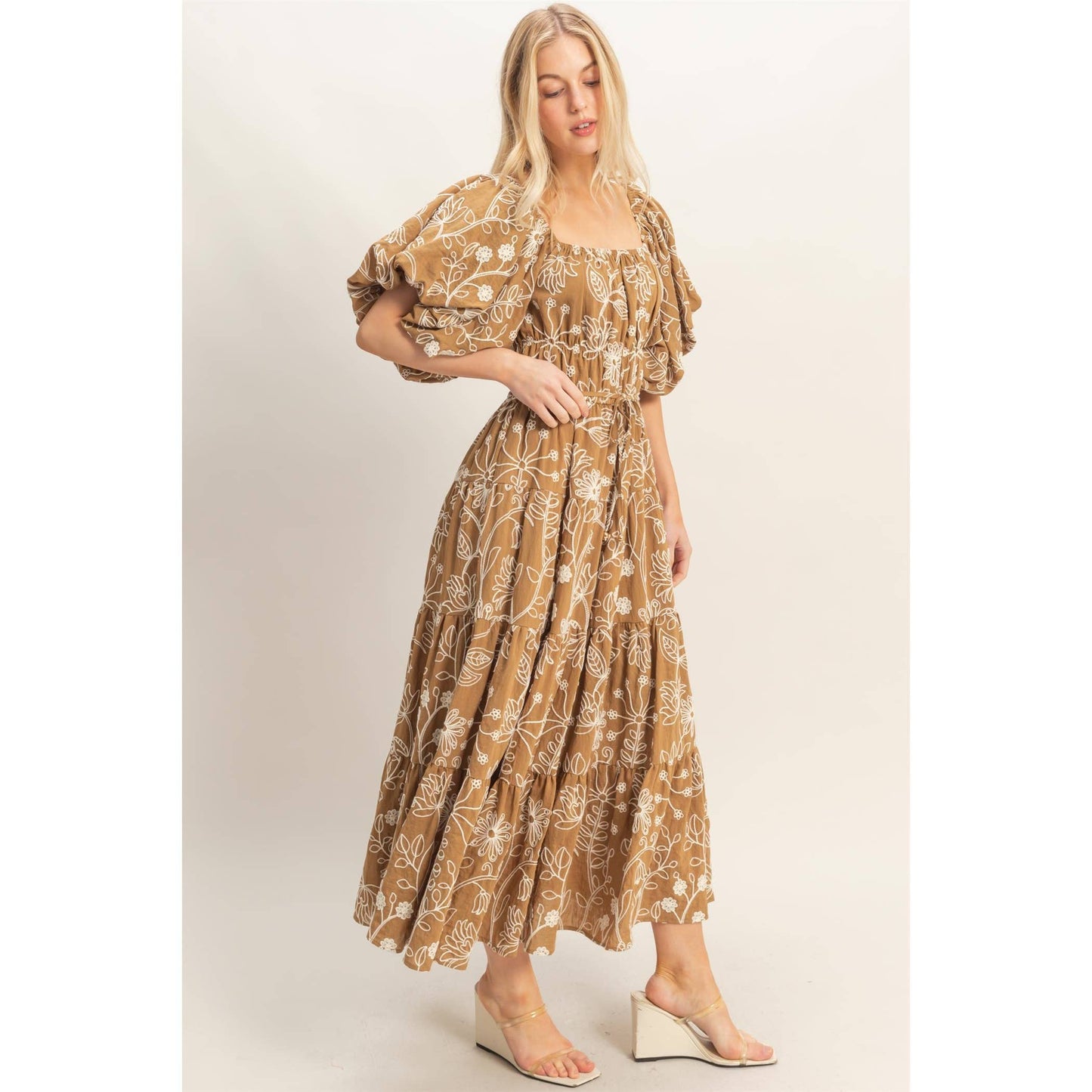 Puff Sleeve Midi Dress