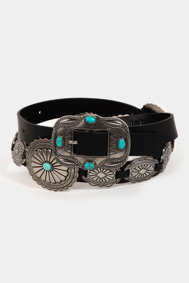 Faux Leather Concho Western Belt