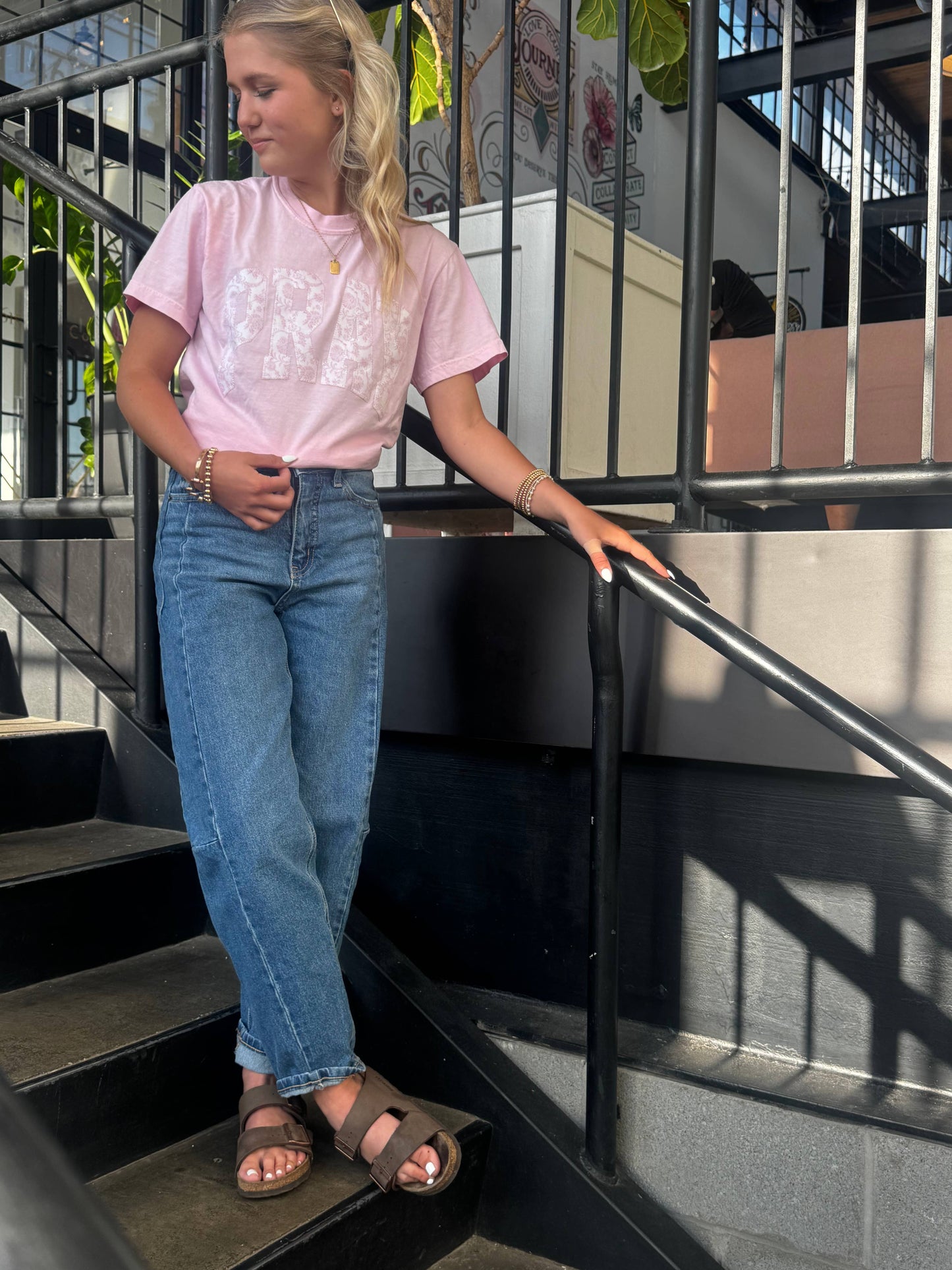 Pink Floral Pray Short Sleeve