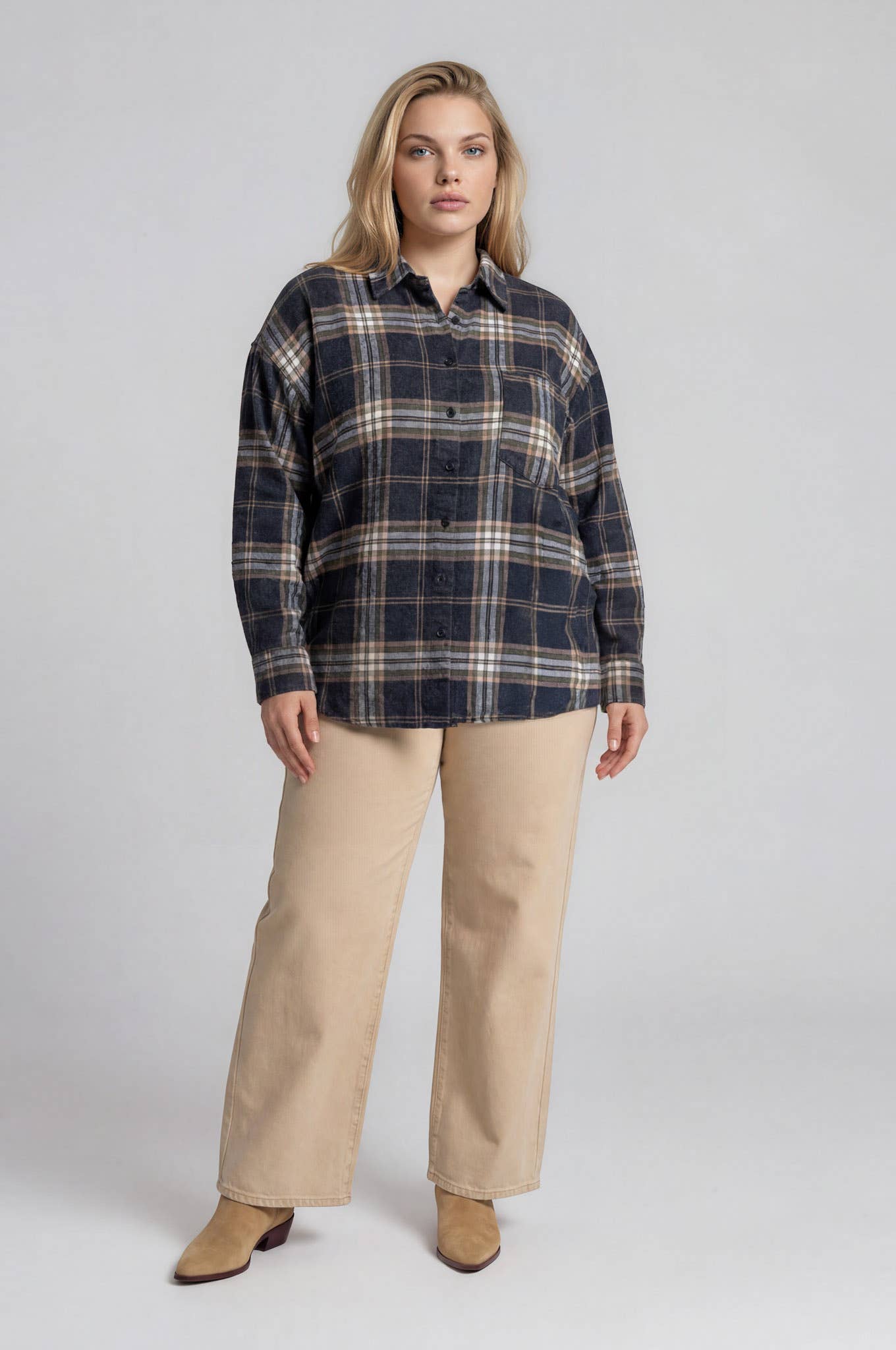 PLUS PLAID BUTTON SHIRT