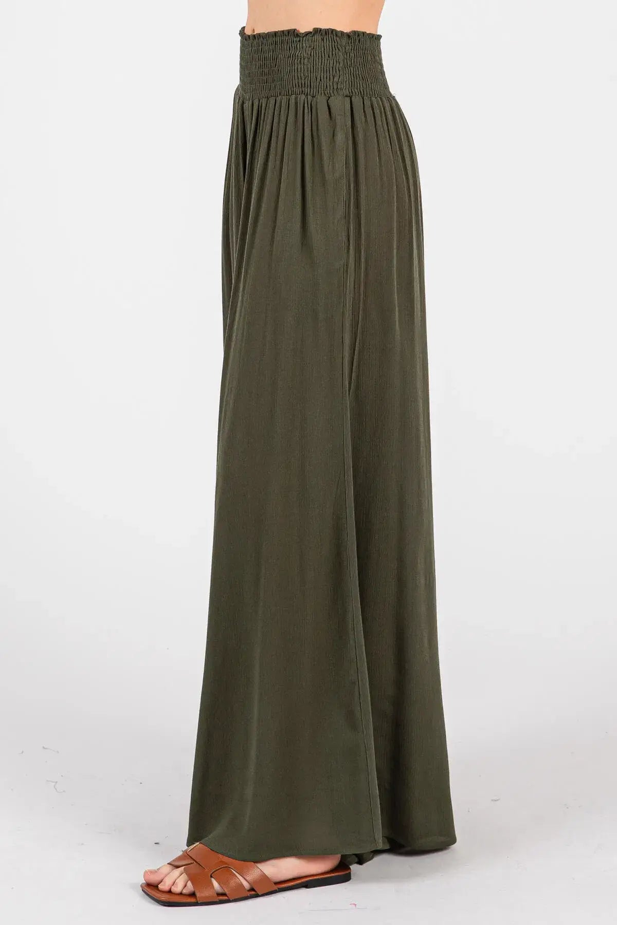 Smocked Waist Wide Leg Pants - NP16530Y