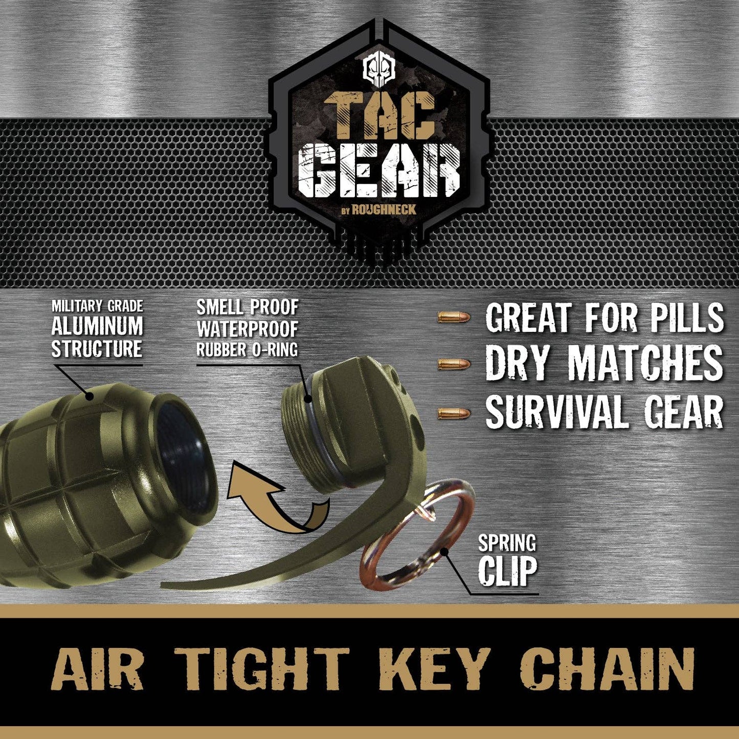 Tac Gear Grenade Air Tight Storage Key Chain