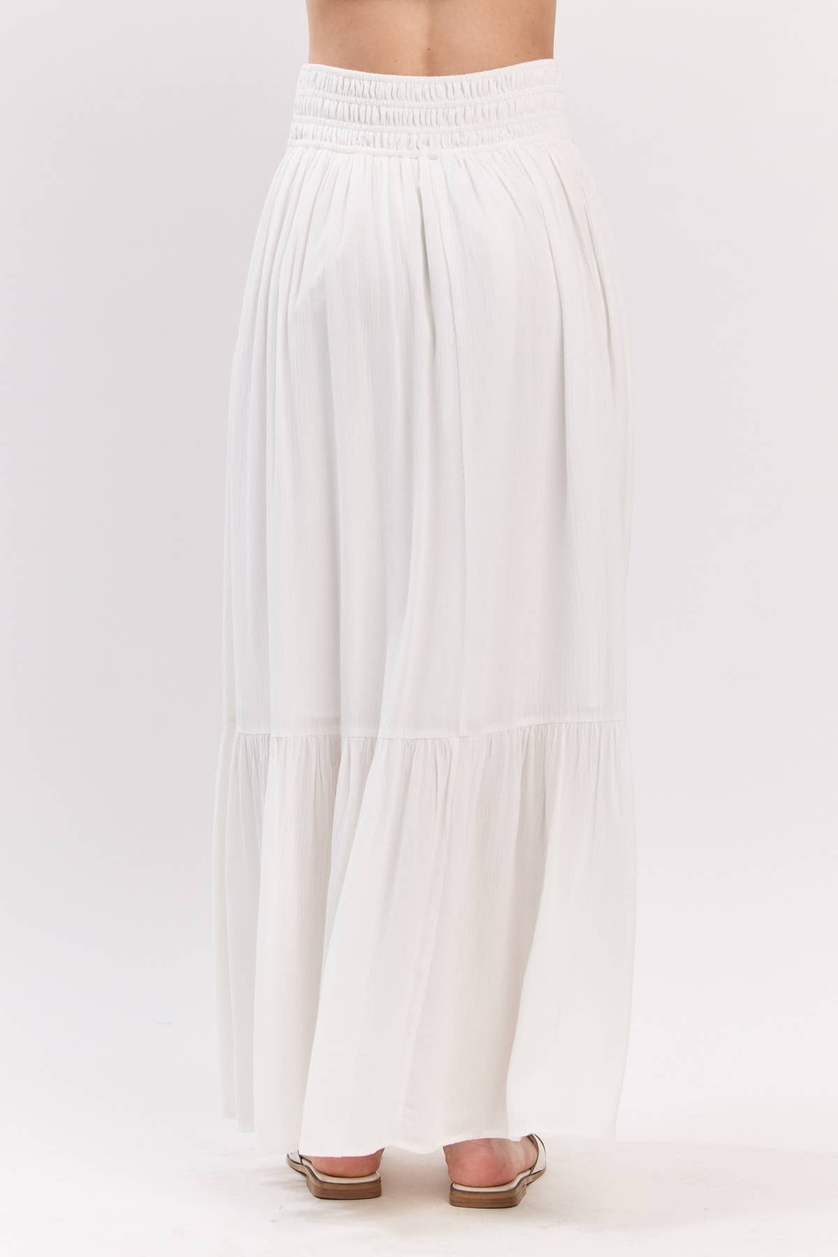 Ruffled Smocked Waist Maxi Skirt