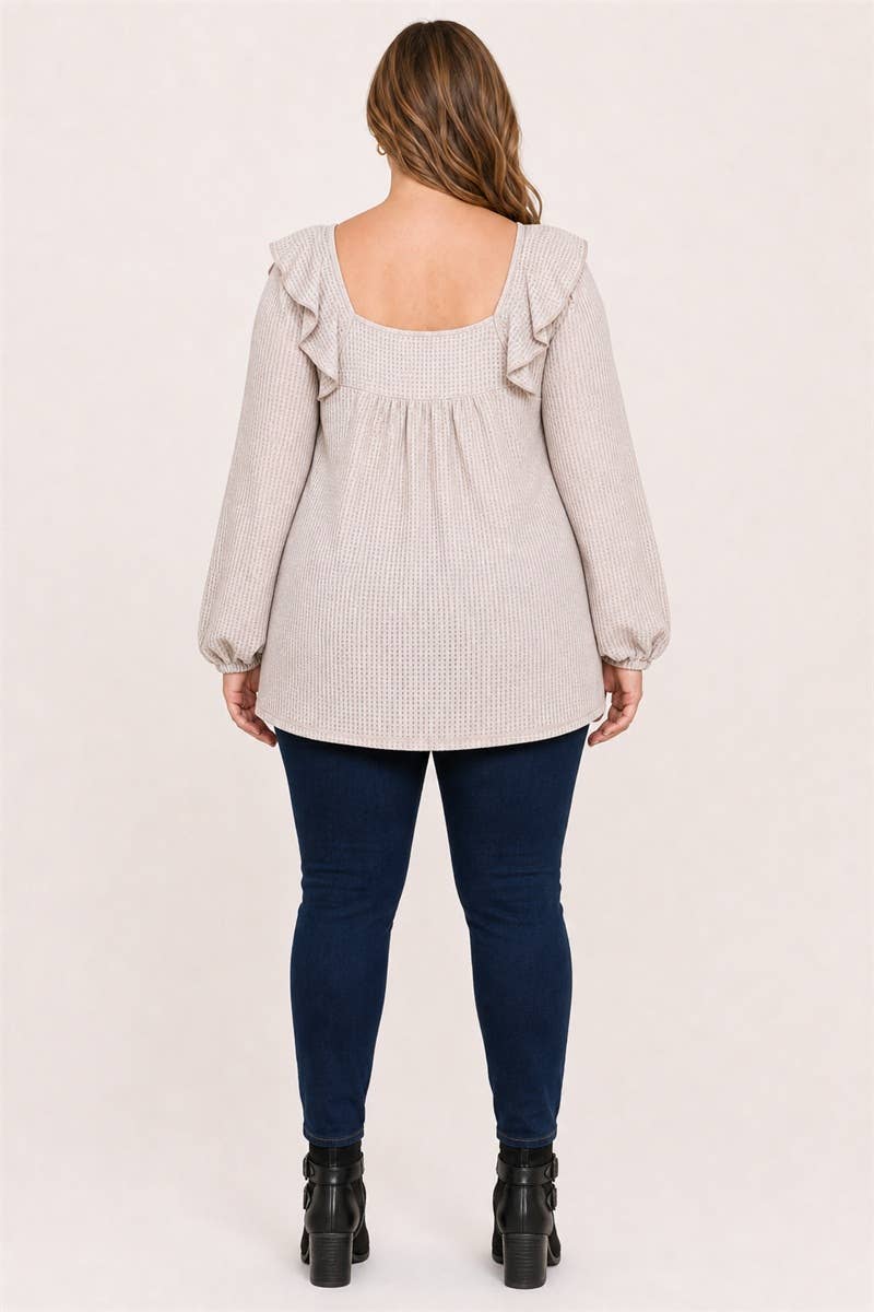 Plus Size Waffle Ruffle Tunic