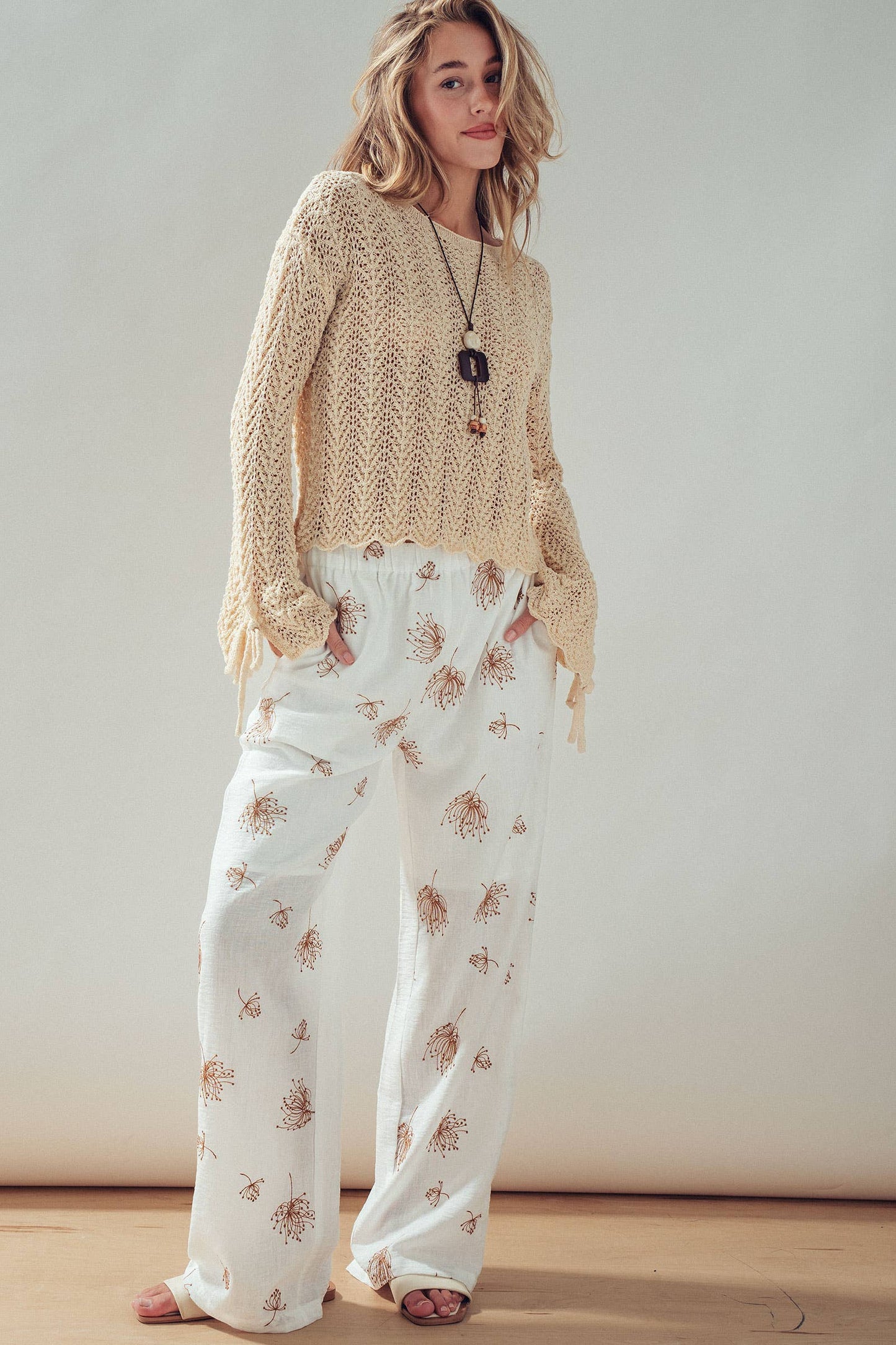 Chevron Knit Bell Sleeve Sweater