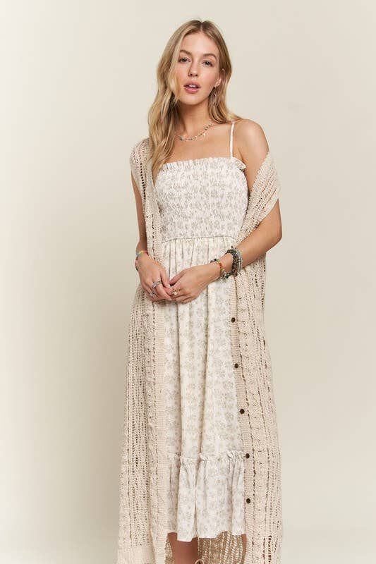 BUTTON DOWN CROCHET LONG CARDIGAN - CEJ3614