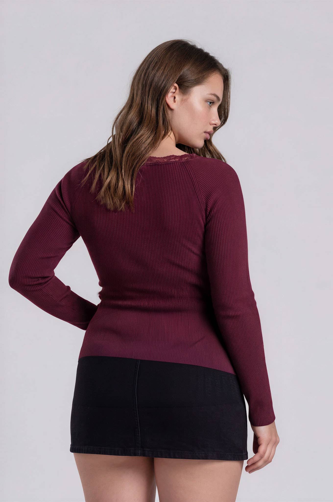 PLUS LACE SWEATER KNIT TOP