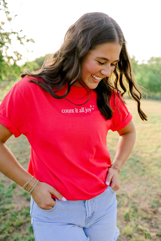 Count It All Joy Tee - Cherry Red