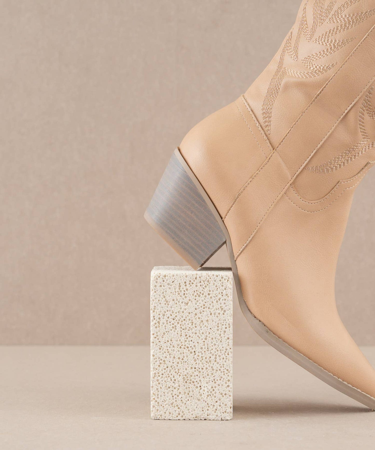 The Samara Nude | Embroidered Western Tall Boot