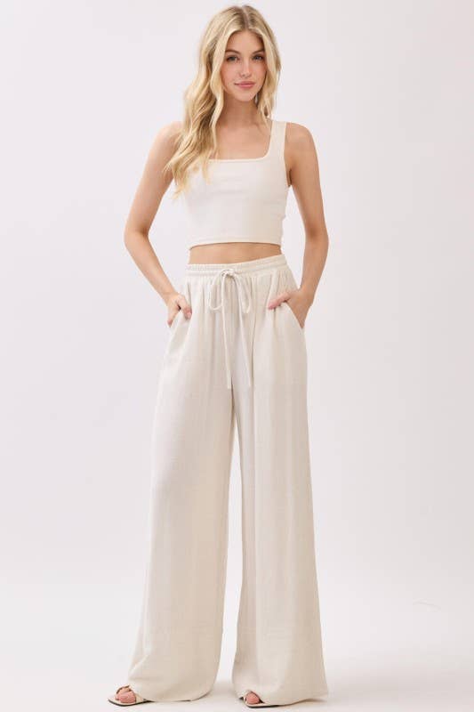 Solid Wide Leg Pants - VEP700005A