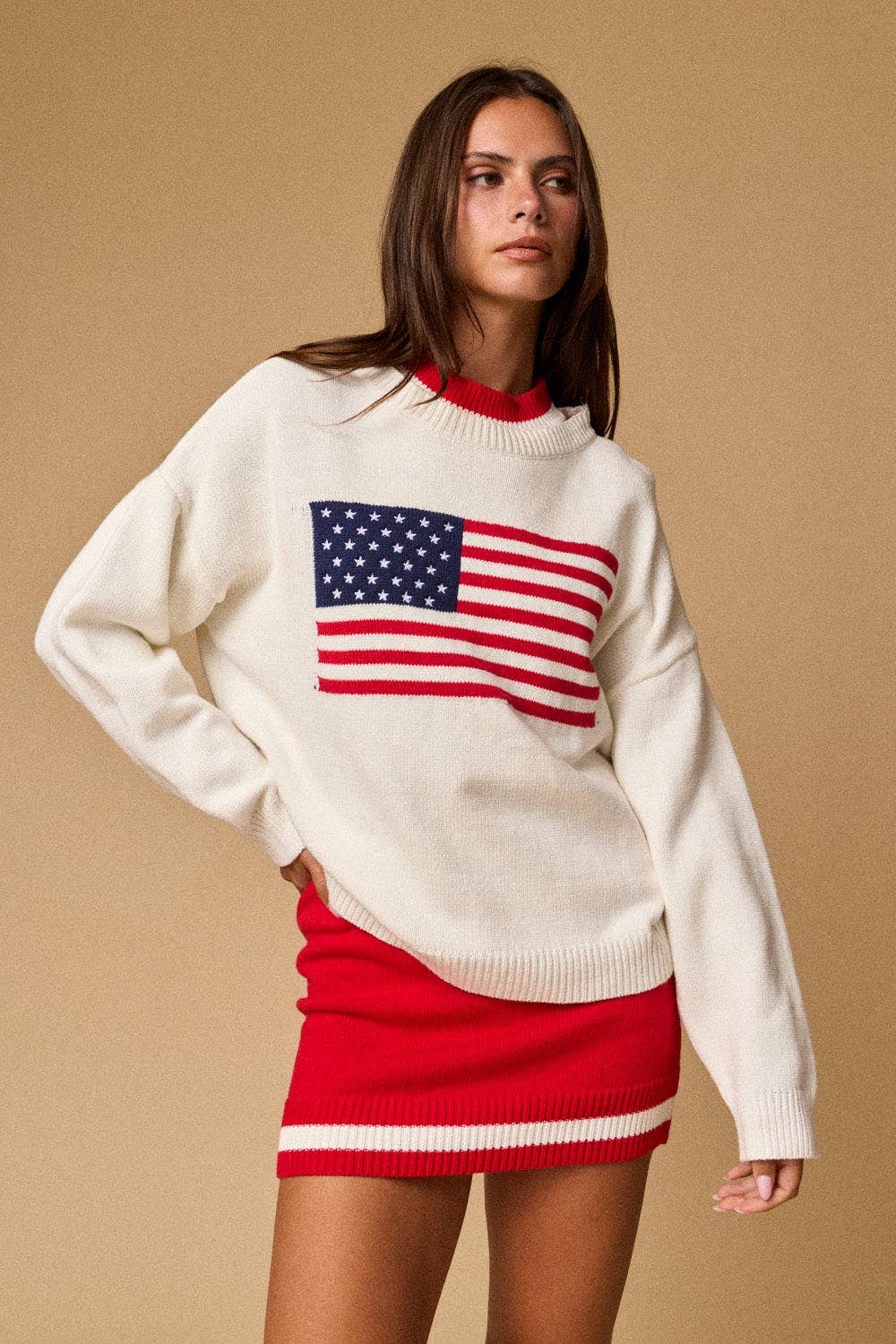PT18872 American flag Long-sleeved Top
