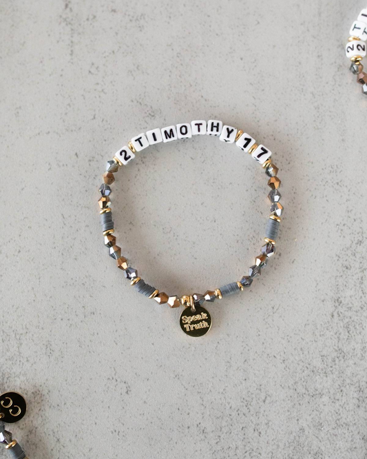 2 Timothy 1:7 - Bible Verse Beaded Word Bracelet