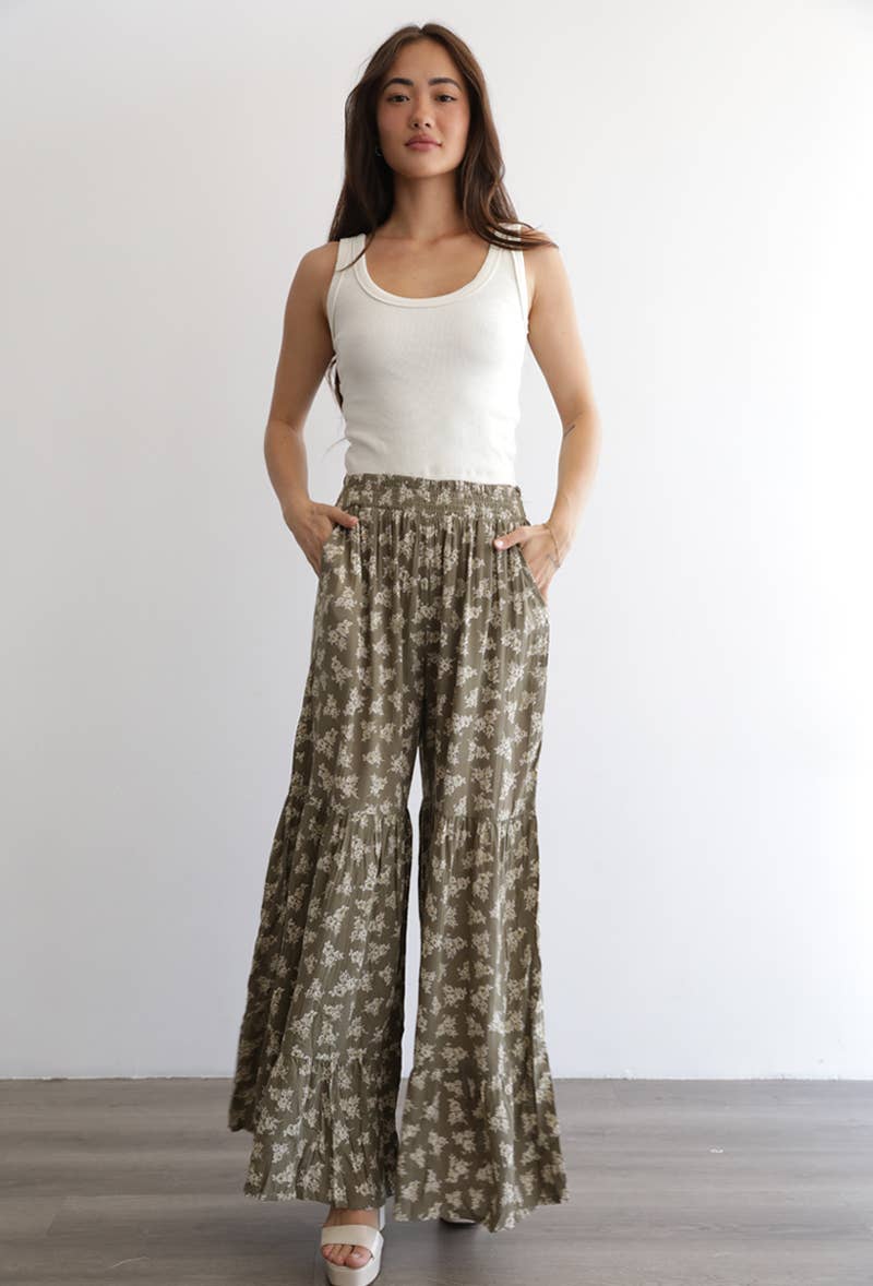 WIDE LEG TIERED PANT