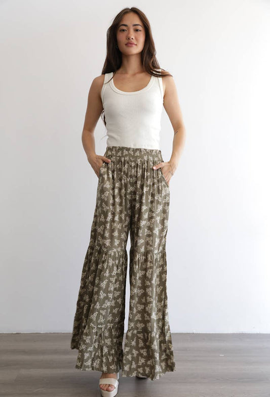 WIDE LEG TIERED PANT