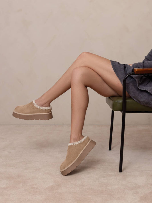 Almond Platform Cozy Mule