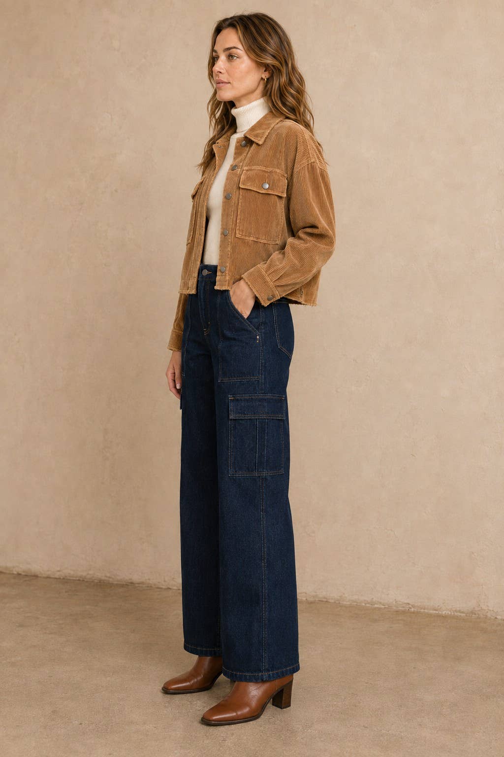 Washed Corduroy Cropped Jacket