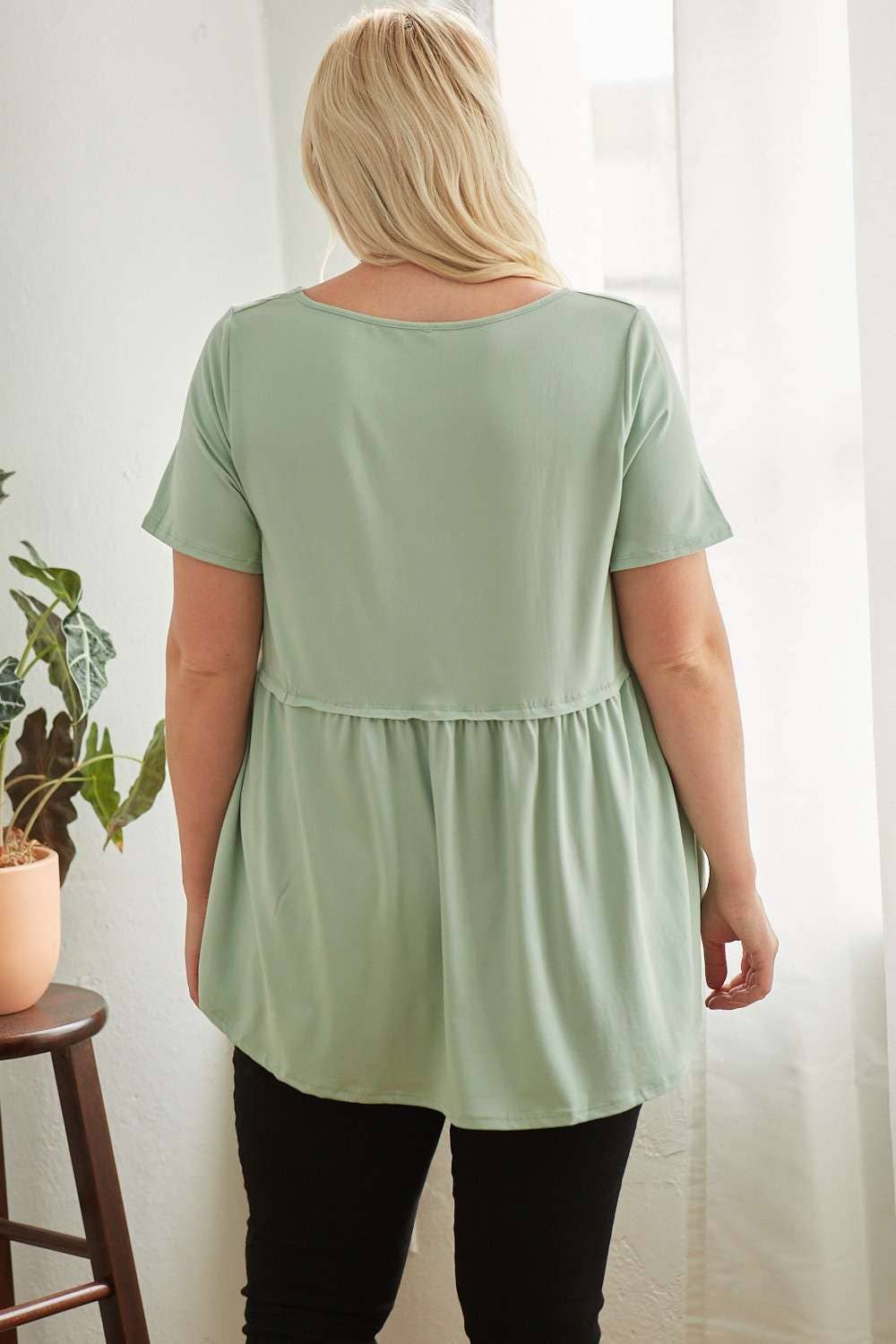 Plus ROUND NECK BABYDOLL KNIT TOP
