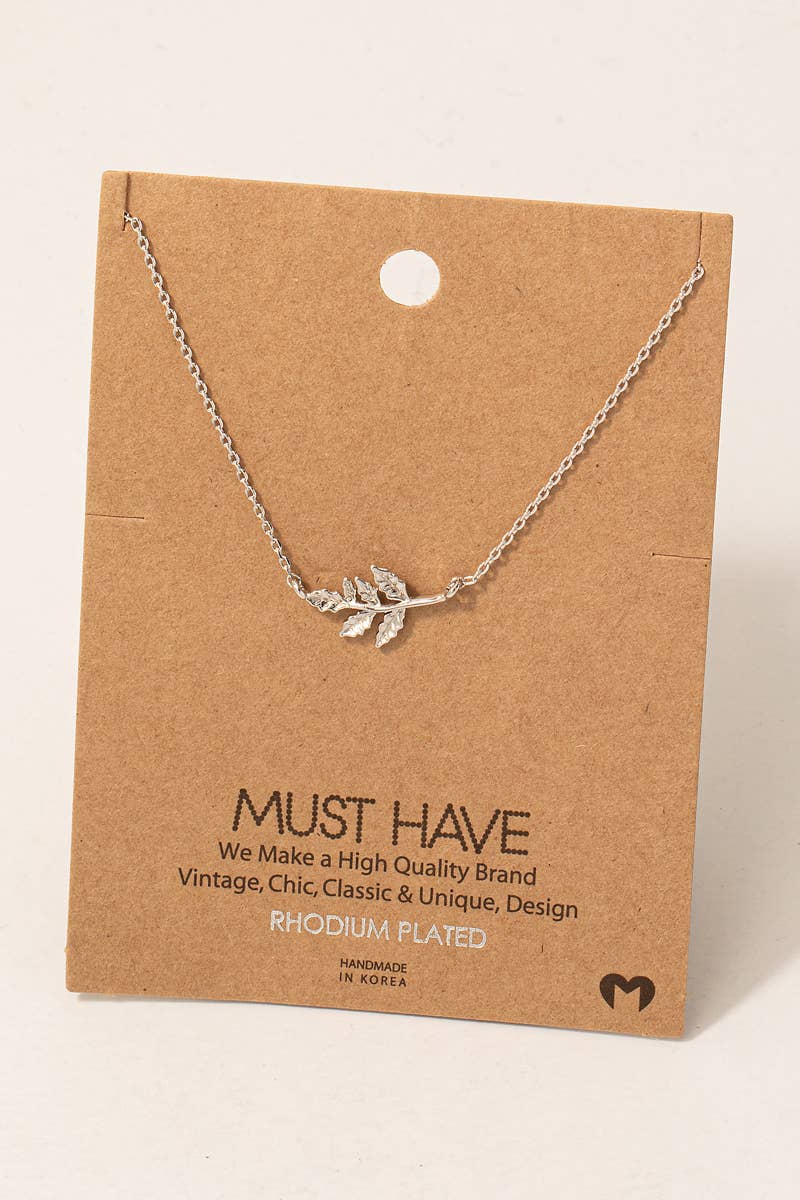 Gold Dipped Leaf Branch Pendant Necklace