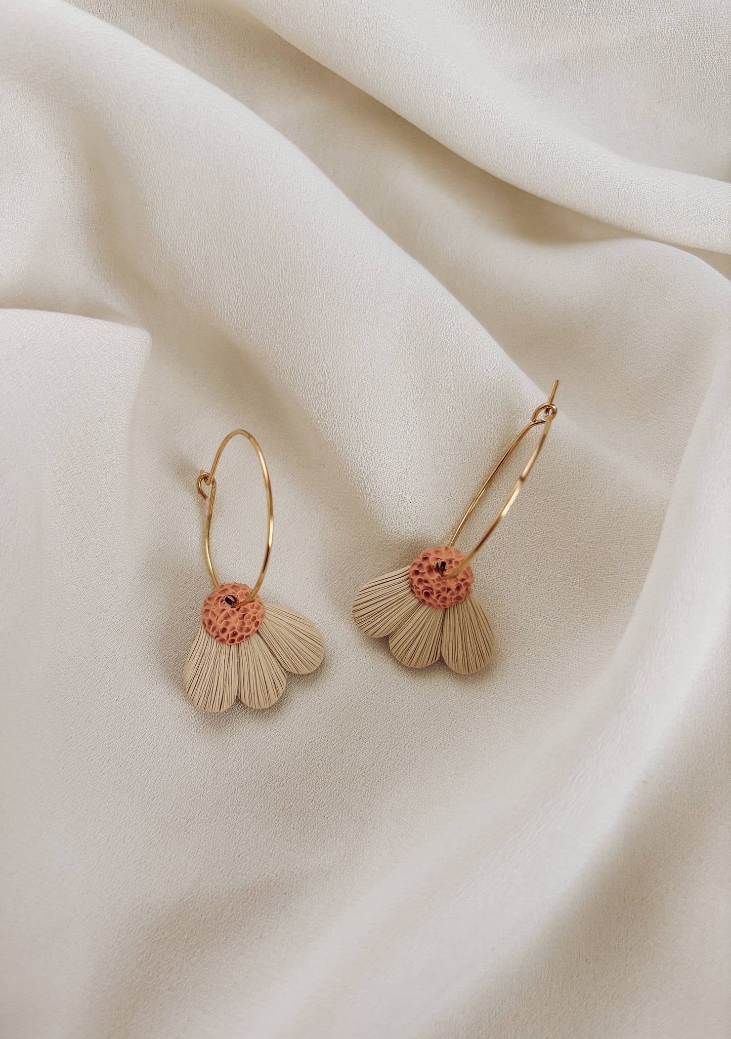Half Daisy Hoop Earrings, handmade earrings