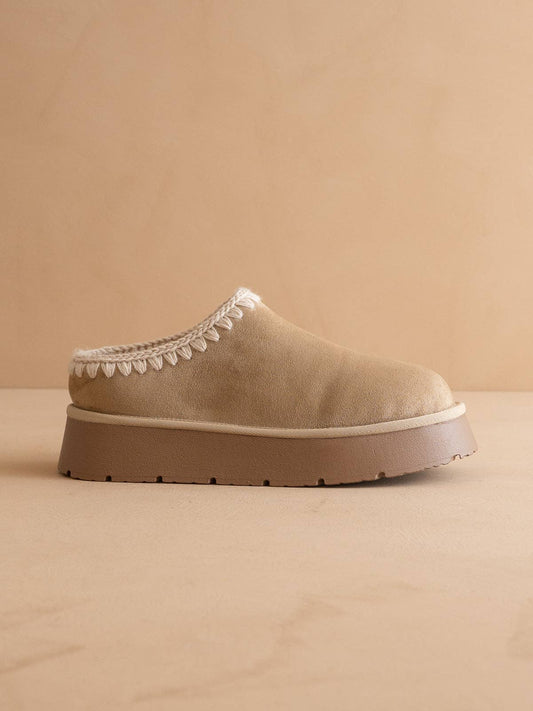 Almond Platform Cozy Mule