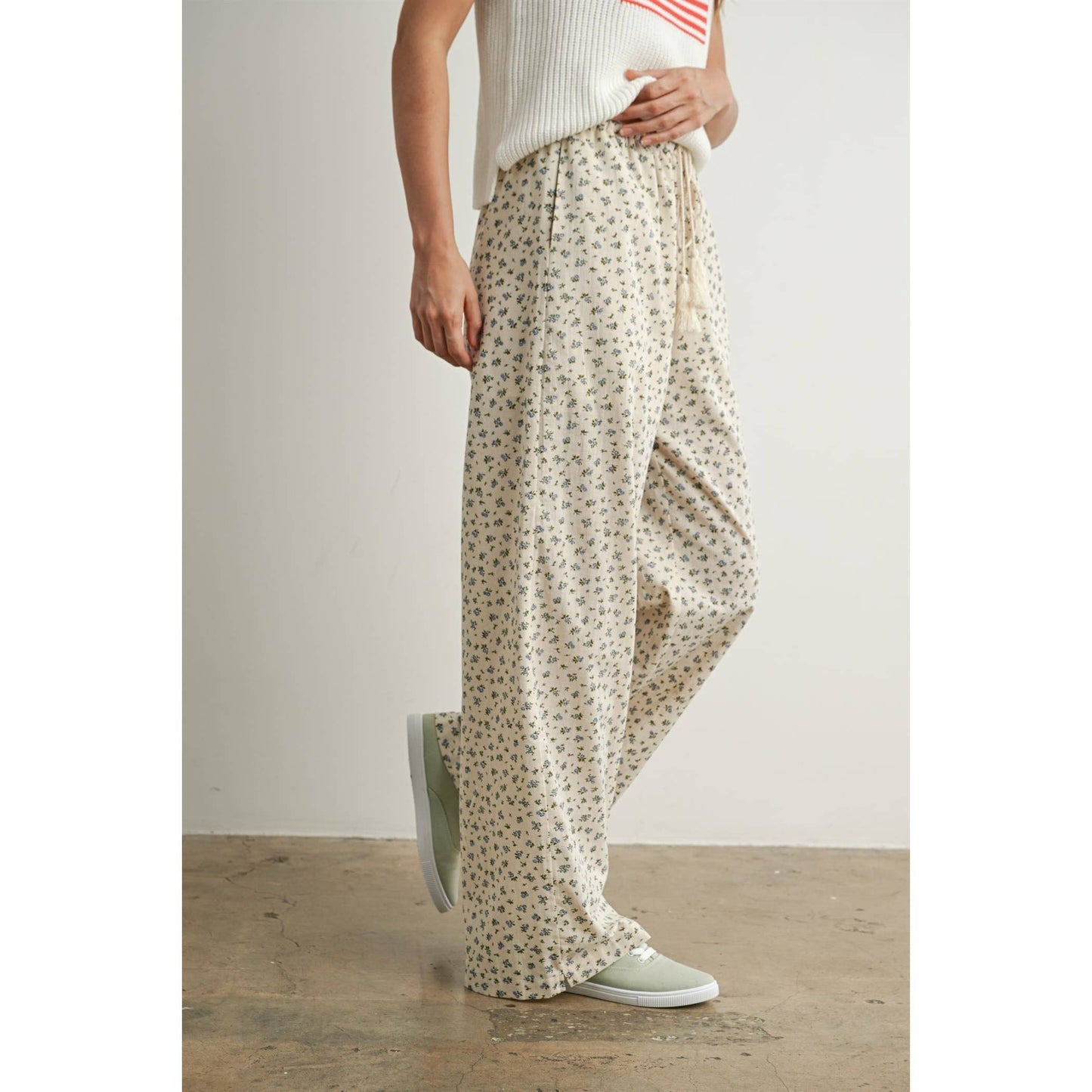 Floral Print Drawstring Pants - BMP7814