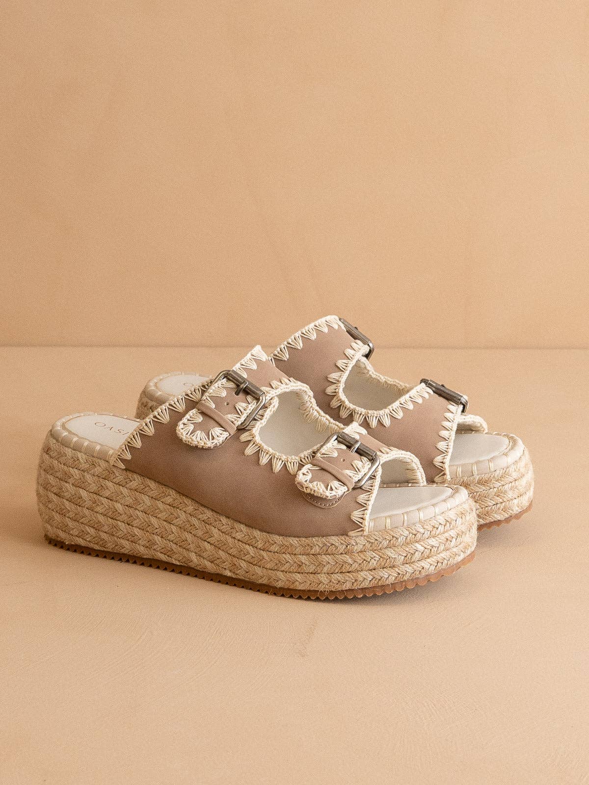 The Eugenia Raffia Platform Slide