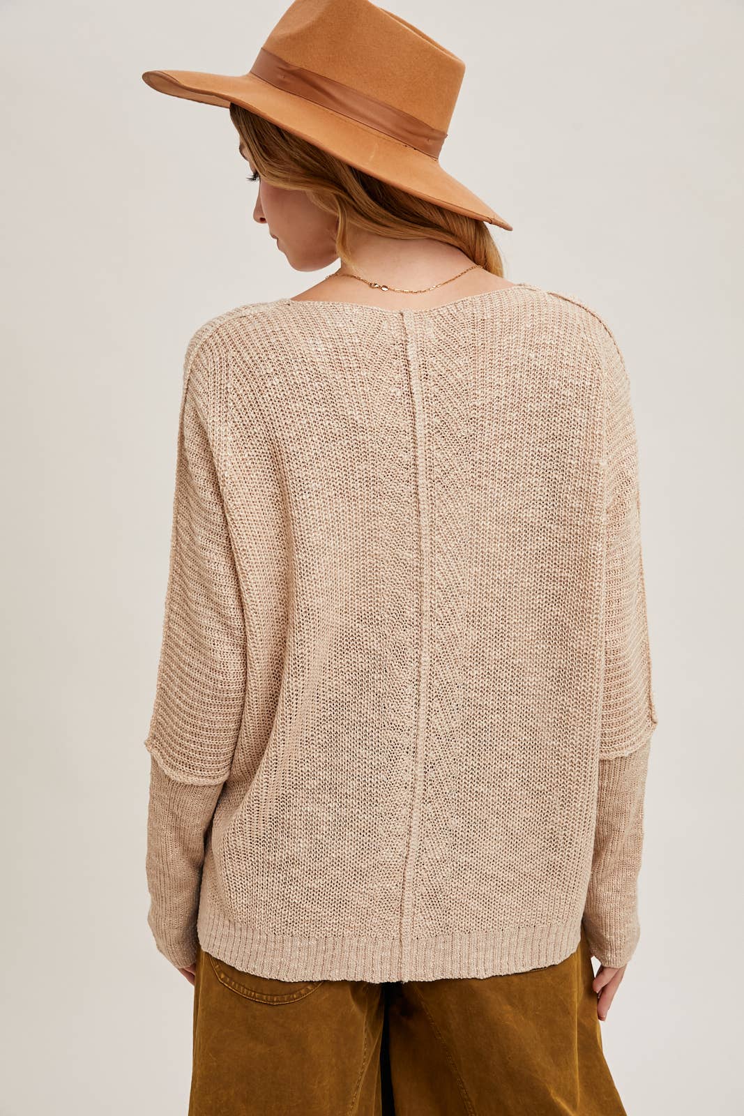 SHEER LOOSEFIT V-NECK KNIT SWEATER PULLOVER