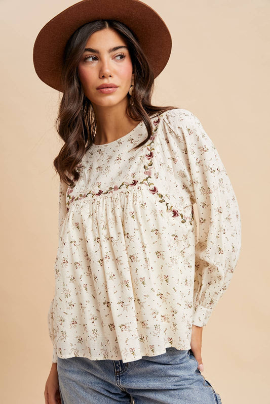 FLORAL PRINT COTTON BLOUSE