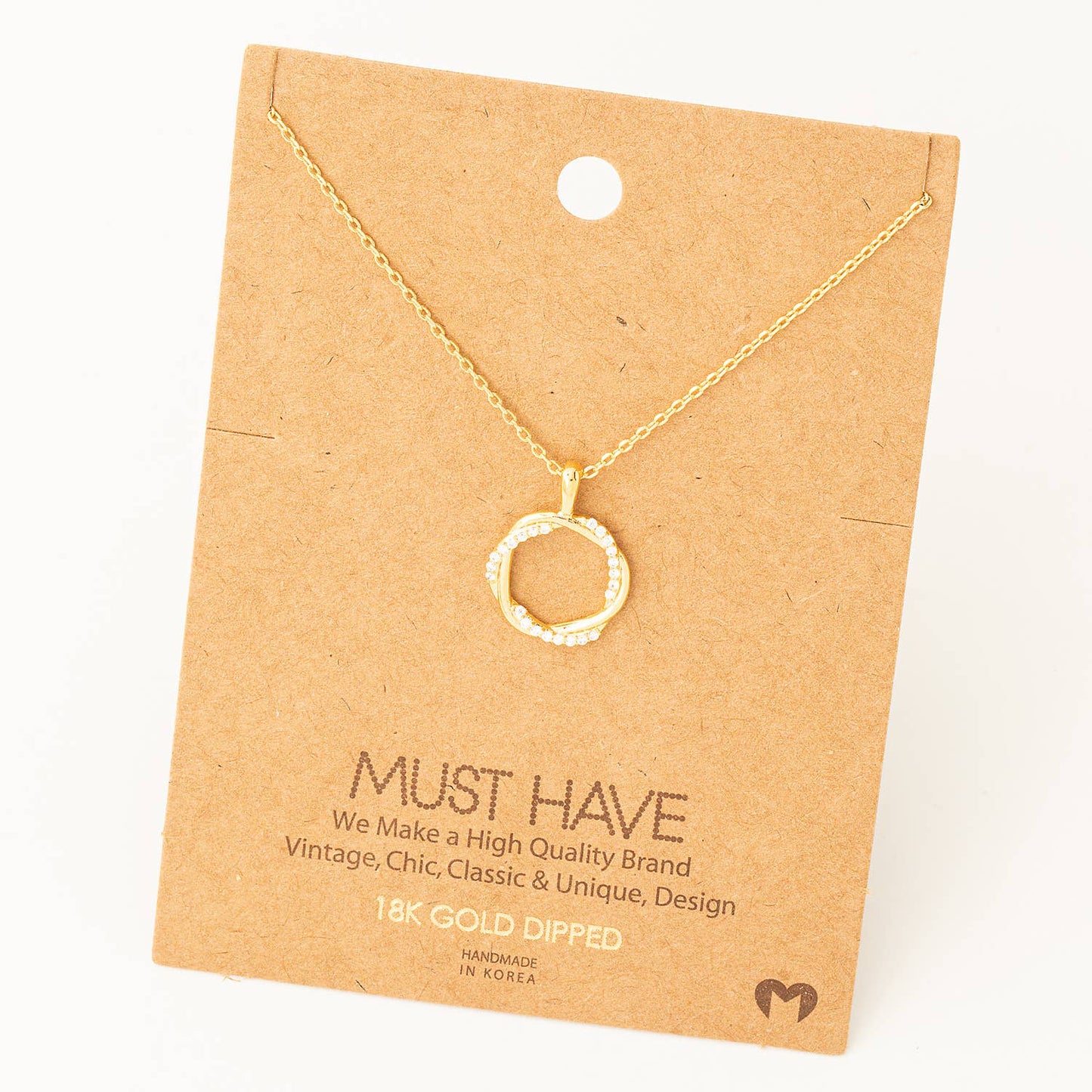 Dainty Circle Twist Pendant Necklace
