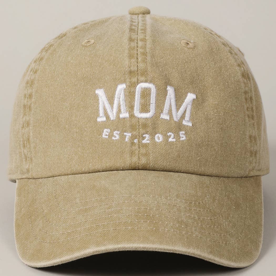 MOM EST.2025 Lettering Embroidery Baseball Cap