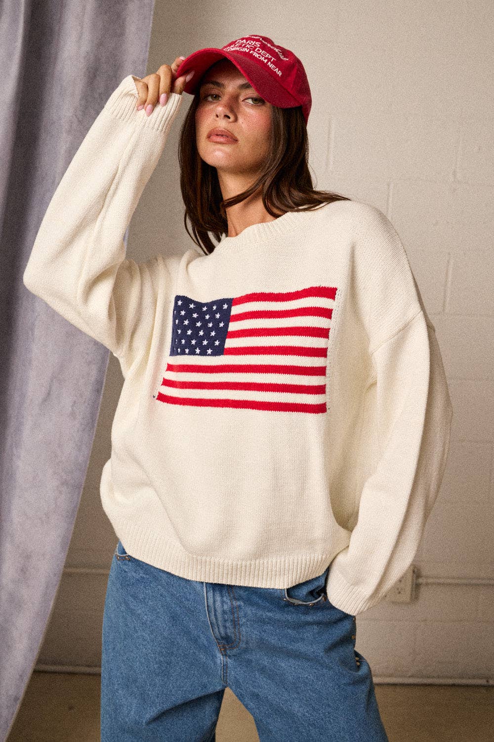 PT18872 American flag Long-sleeved Top