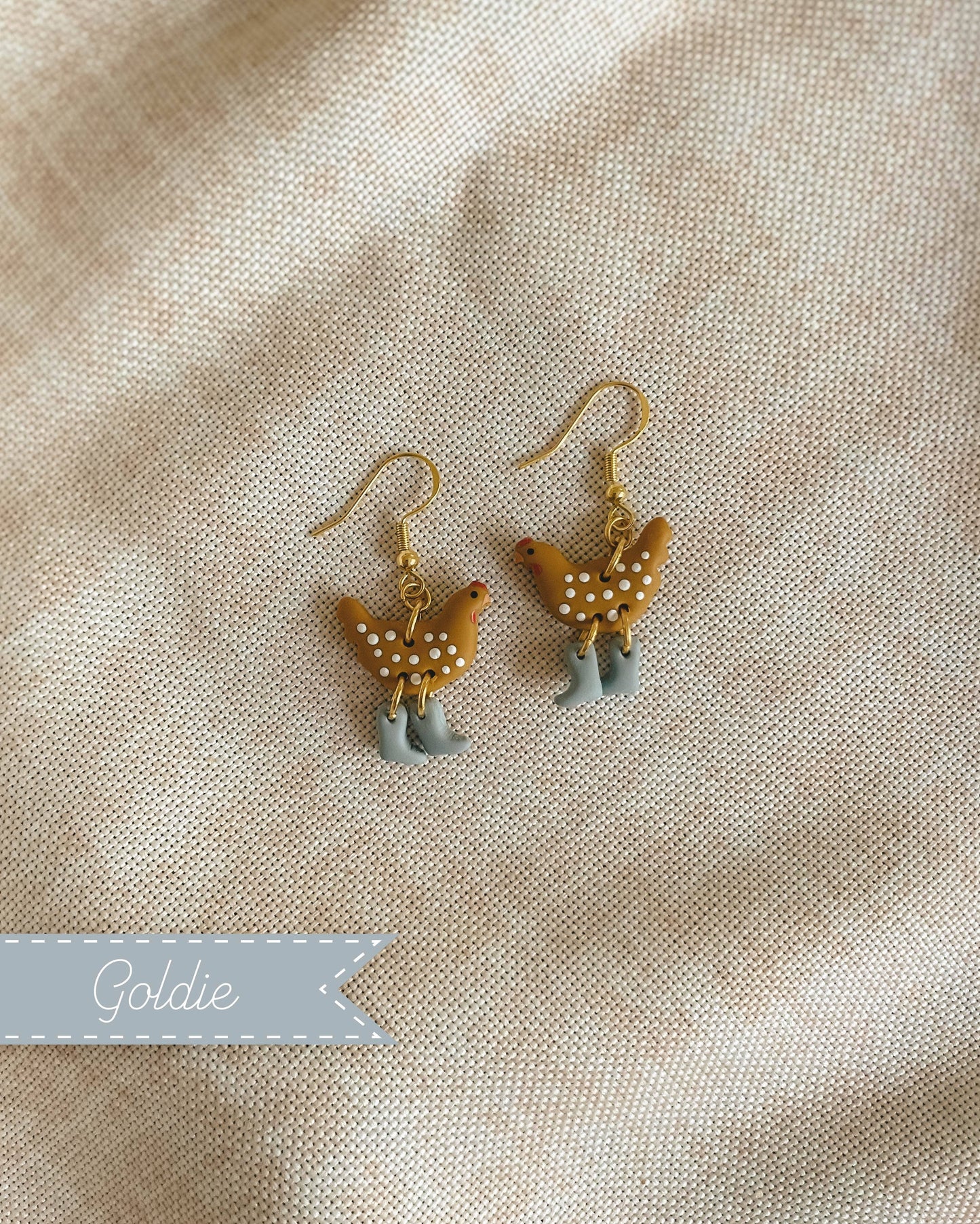 Polka Dot Chickens in Boots Earrings