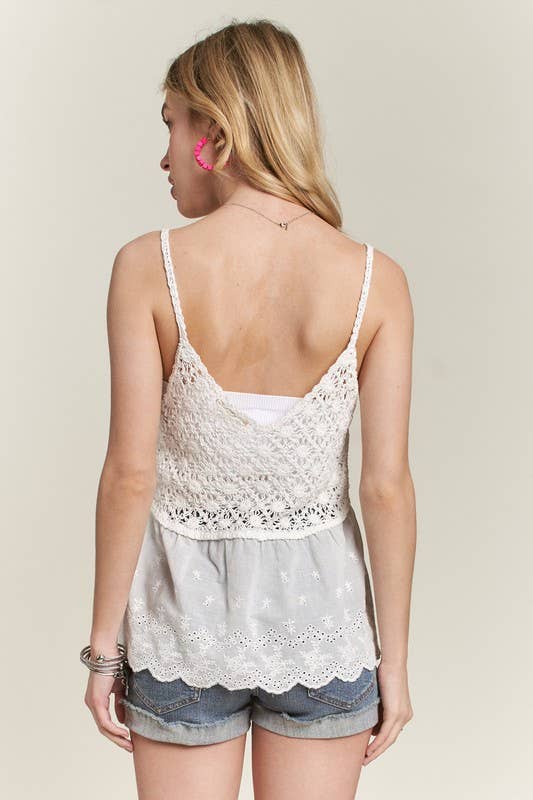 CROCHET V NECK TANK TOP - CET2610