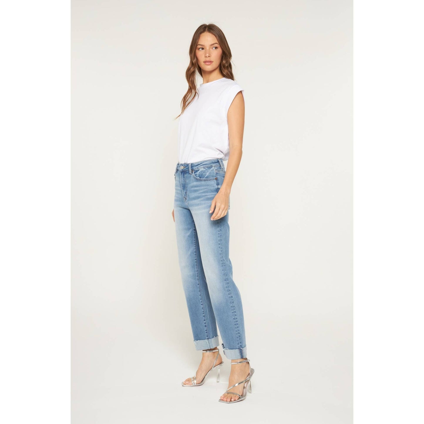 HIGH RISE STRAIGHT LEG WITH CUFFED HEM