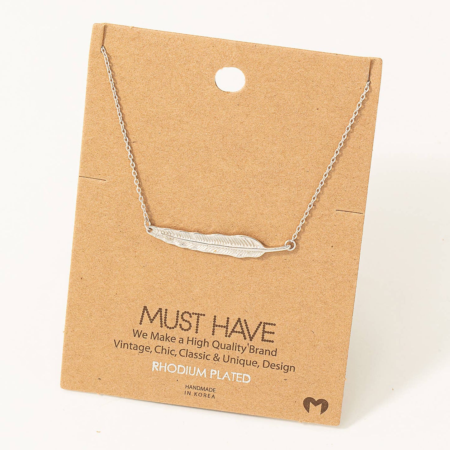Leaf Feather Pendant Necklace