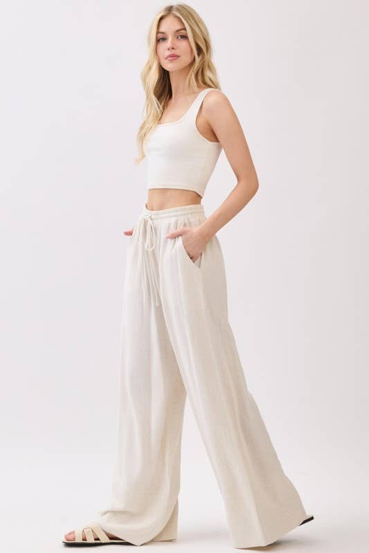 Solid Wide Leg Pants - VEP700005A