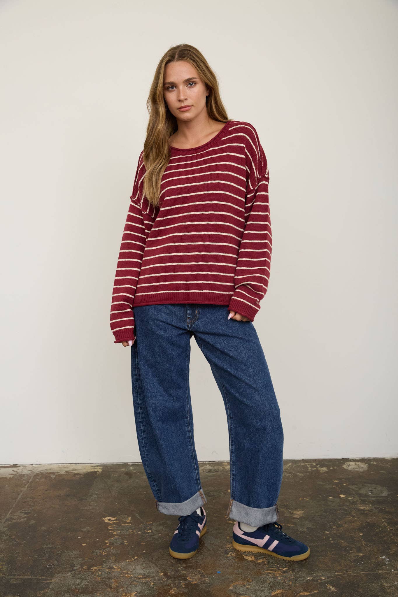 STRIPED CREW NECK SWEATER