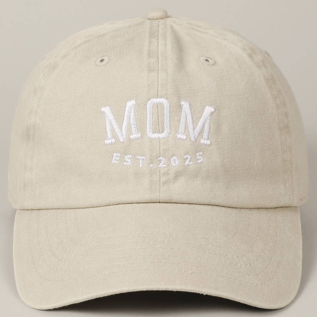 MOM EST.2025 Lettering Embroidery Baseball Cap