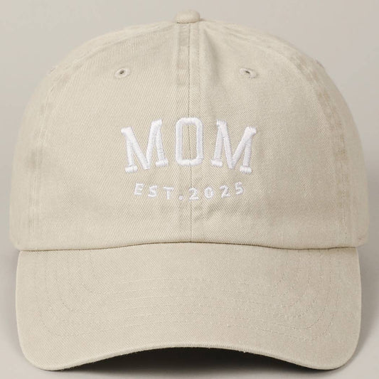 MOM EST.2025 Lettering Embroidery Baseball Cap