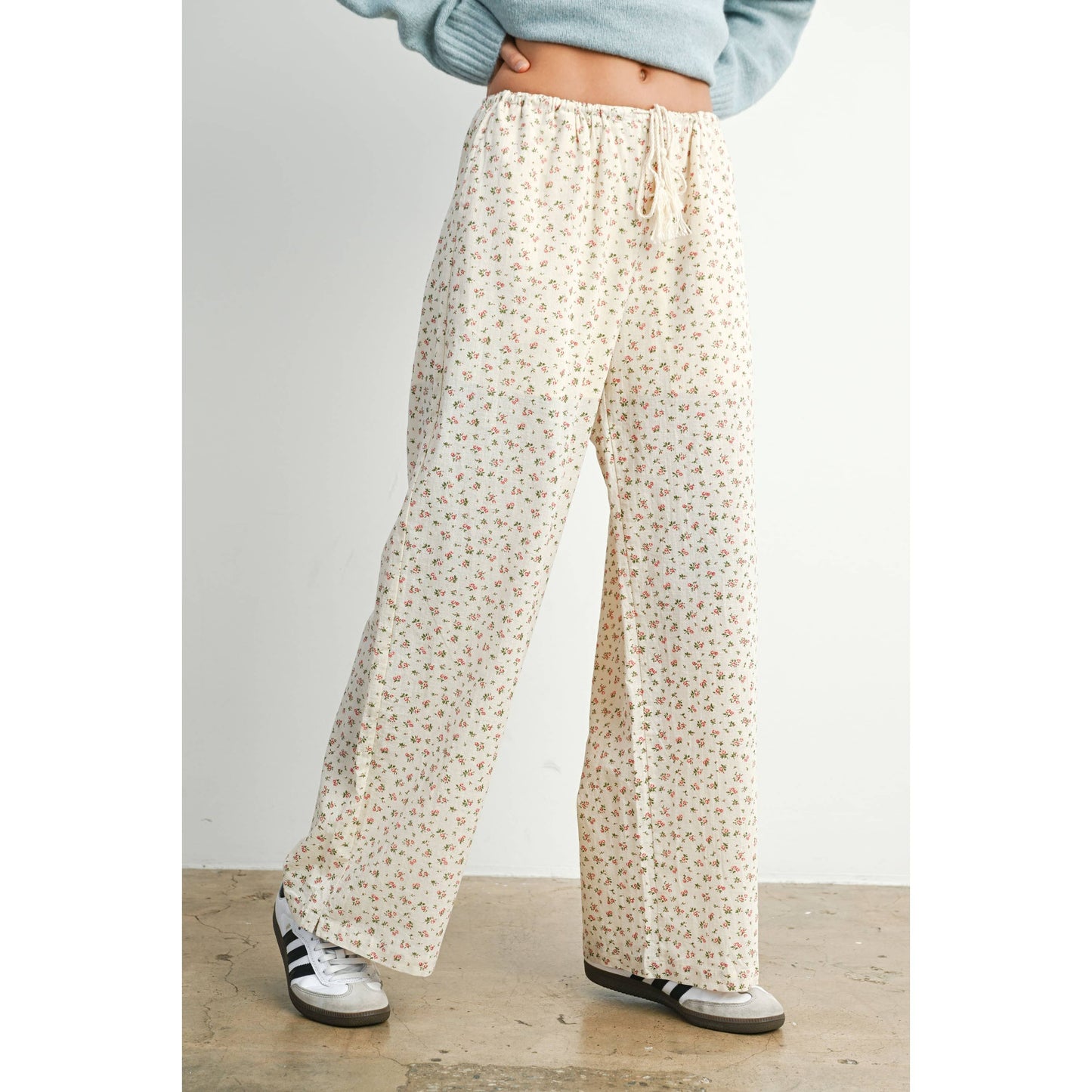 Floral Print Drawstring Pants - BMP7814