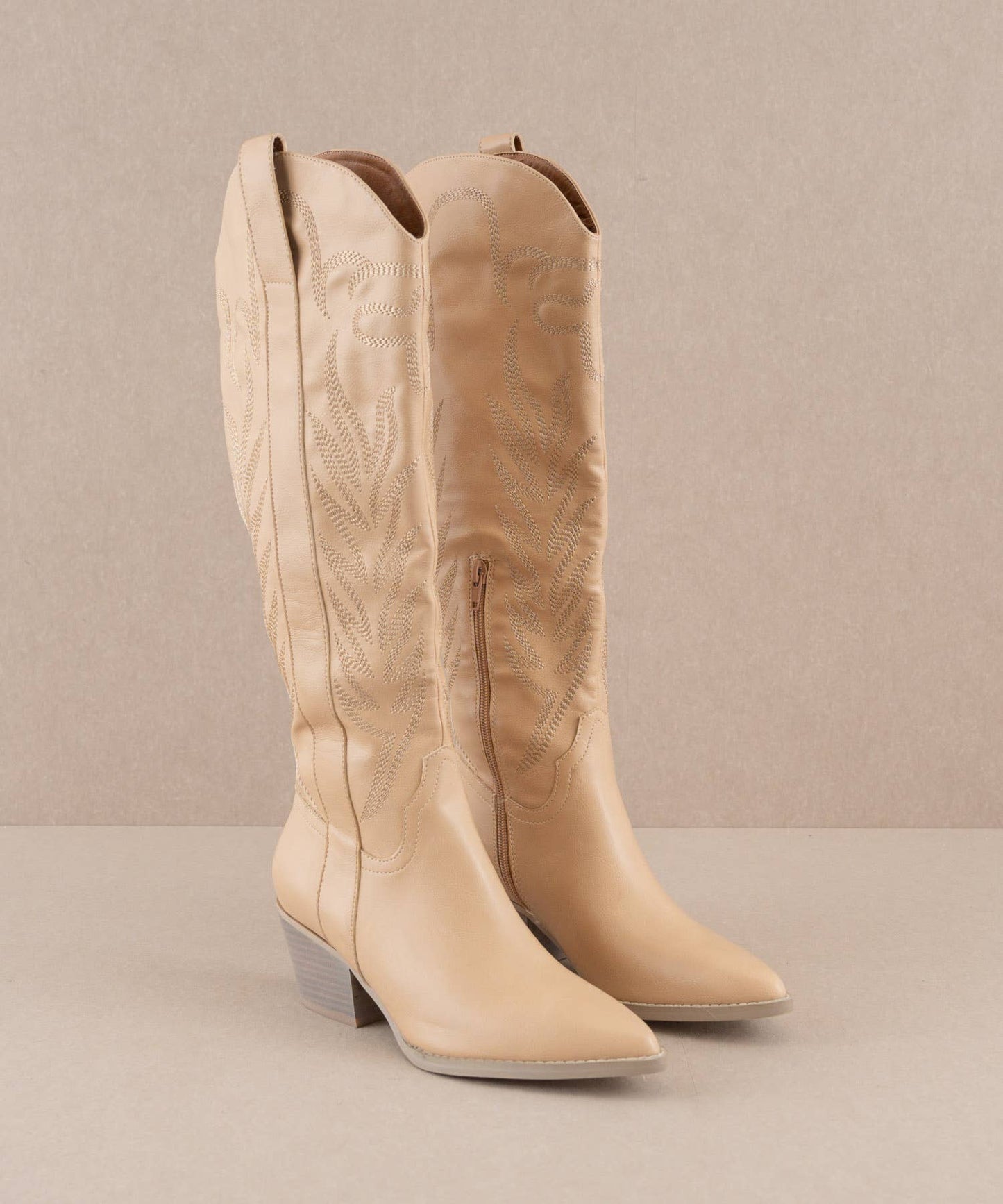 The Samara Nude | Embroidered Western Tall Boot