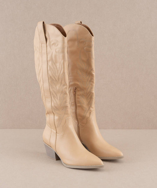 The Samara Nude | Embroidered Western Tall Boot