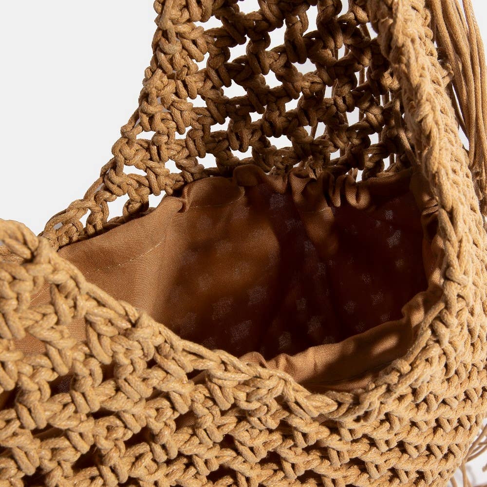 Long Fringe Braided Tote Bag