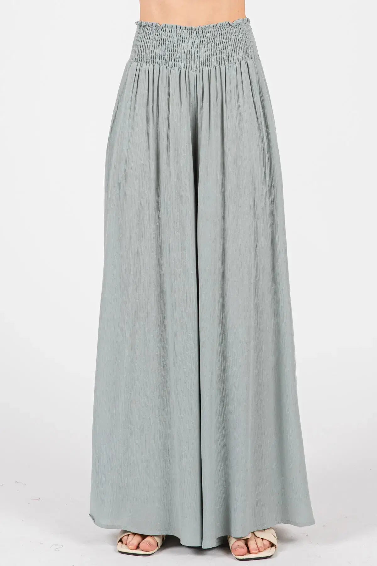 Smocked Waist Wide Leg Pants - NP16530Y