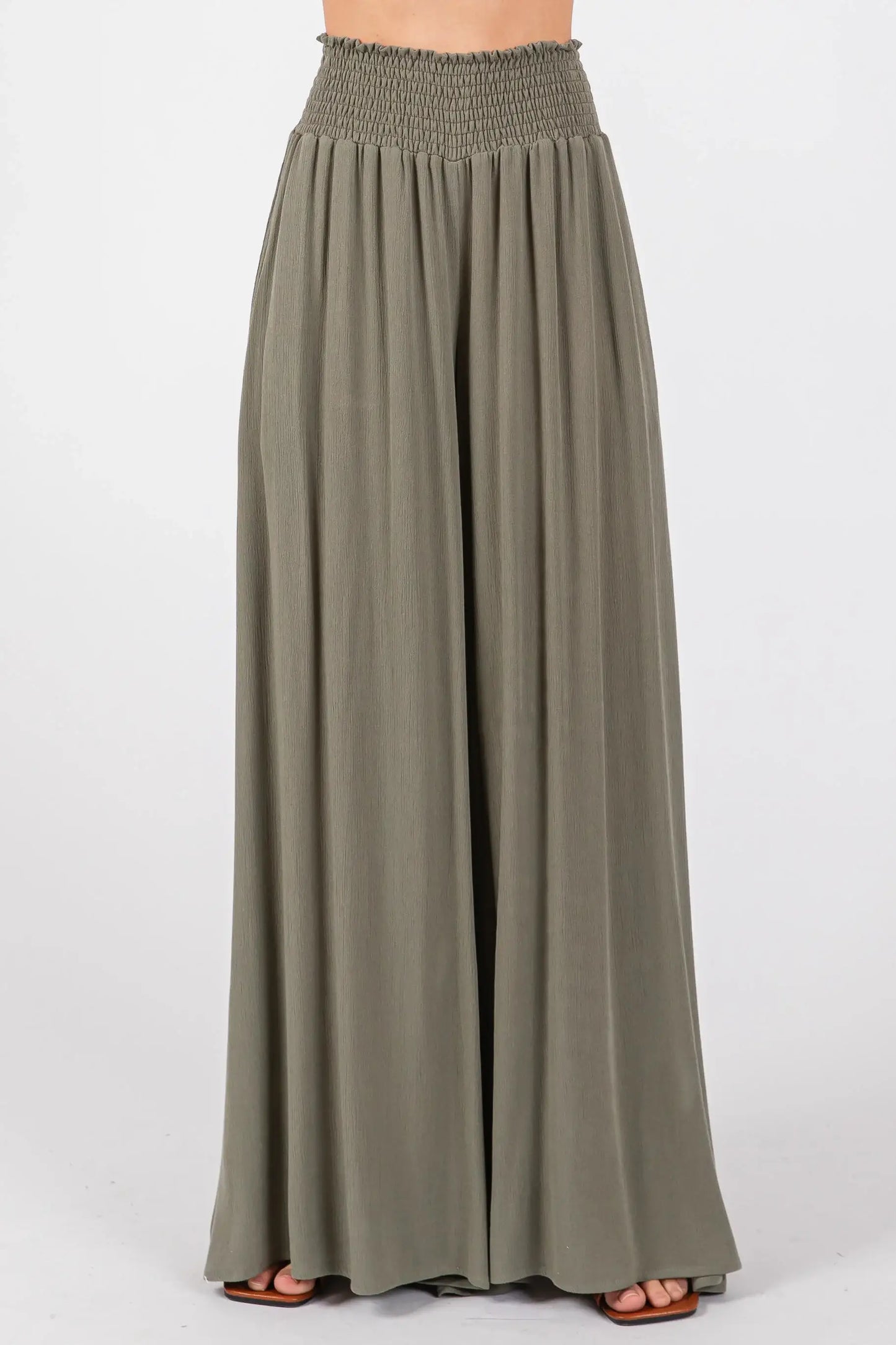 Smocked Waist Wide Leg Pants - NP16530Y