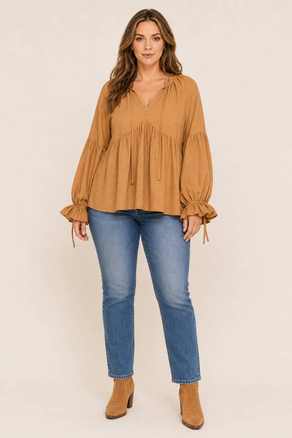 Plus Size Tie-Neck Babydoll