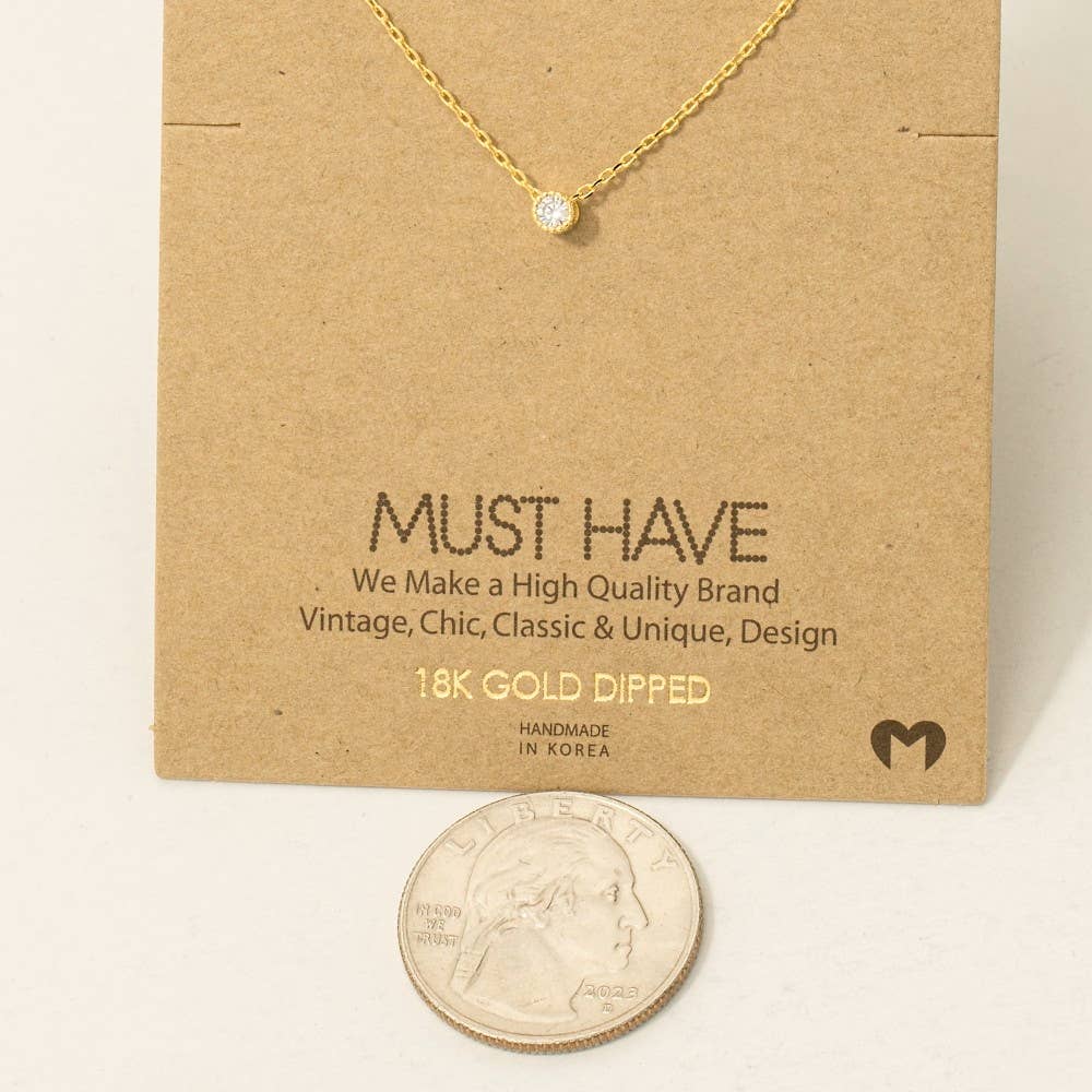 Gold Dipped Mini Cz Pendant Necklace