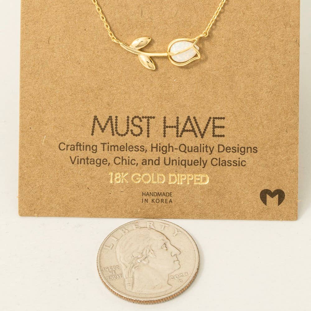 Gold Dipped Dainty Tulip Pendant Necklace